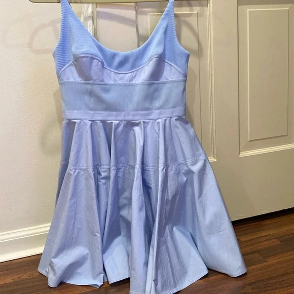 alexander wang blue dress ALEXANDER WANG electric blue half peplum crew neck knitted dress M
